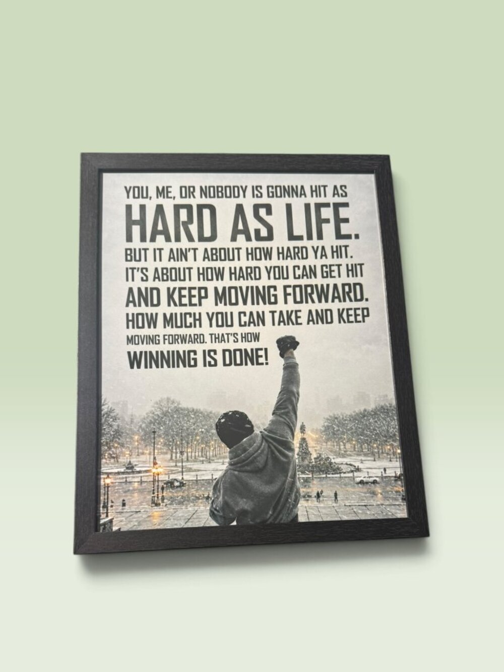 Motivational Rocky Quote Framed Wall Art Poster, Black Frame
